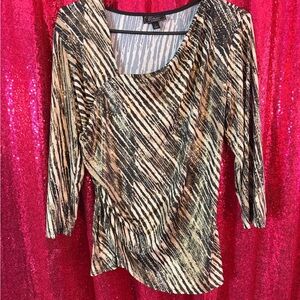Dressbarn Zebra Print Blouse in Black and Tan